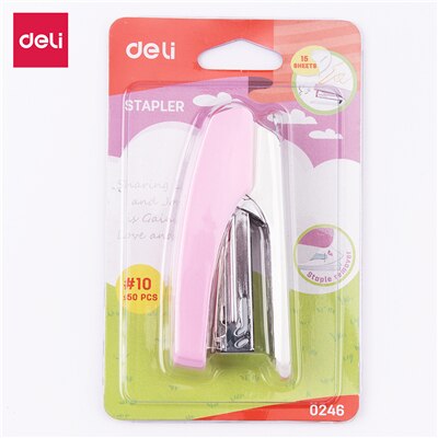 Deli Stapler 10 # Deli Stationery Office Supply Staples Office Accessories School Stapler E0246: Pink