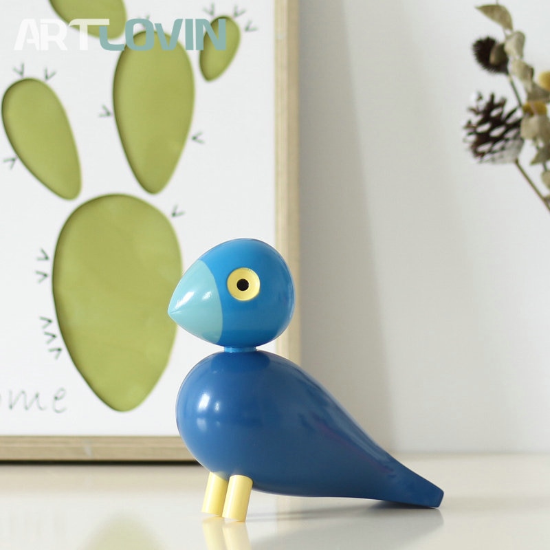 Nordique danemark Figurines d'oiseaux en bois Sculpture sur bois marionnette coloré peint Sculpture Figure animaux ornements pour la décoration de la maison