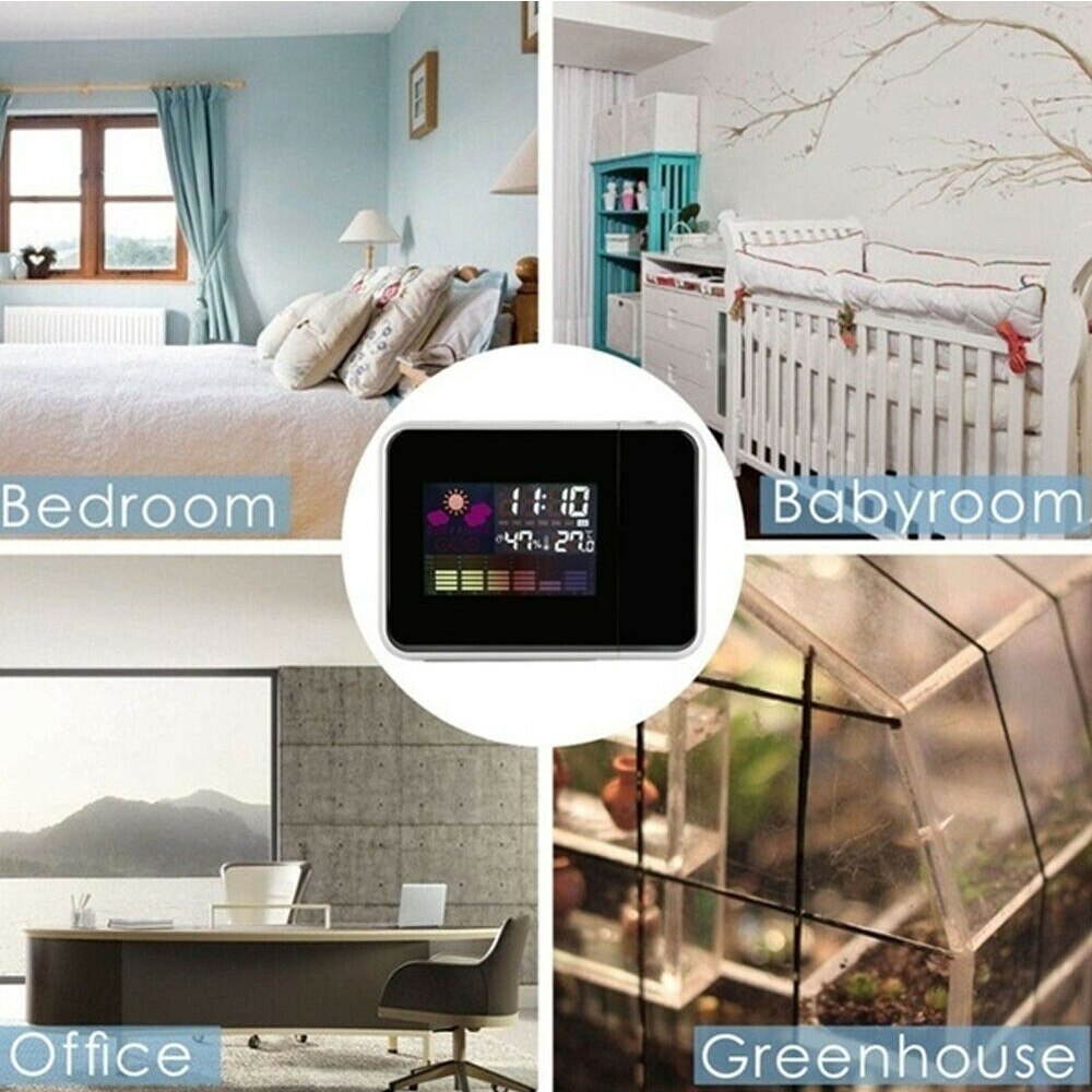 Smart LED Digital Projection Alarm Clock LCD Display Temperature Humidity Time Projector Calendar Snooze Desk Table LED Clock