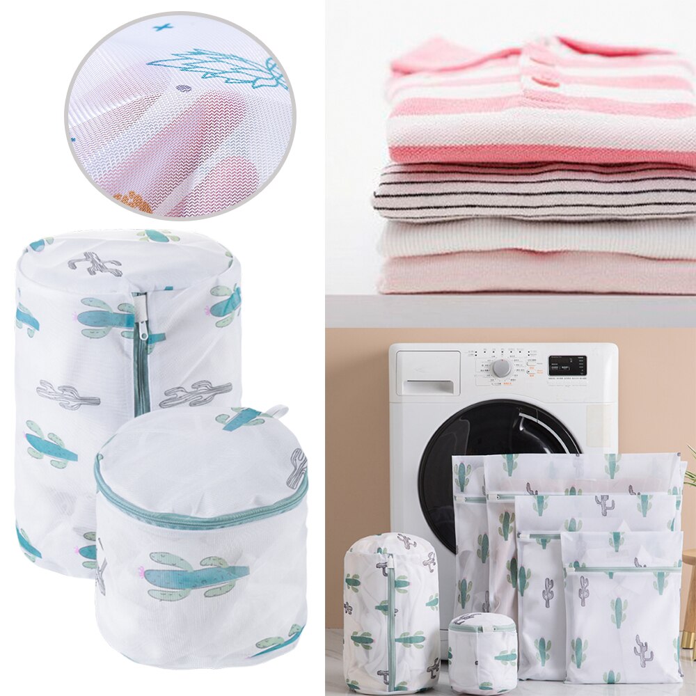 Washing Machine Pouch Pineapple Cactus Printing Zippered Mesh Laundry Bag Polyester Bags For Underwear Sock Pouch Clothes Bra