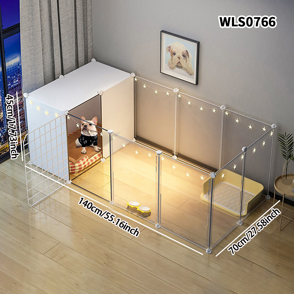 Valla para mascotas, puerta de aislamiento para perros, jaula para perros, barandilla de hierro para perros de tamaño pequeño, Perrera interior de peluche, valla para el hogar, jaula para perros: Gris