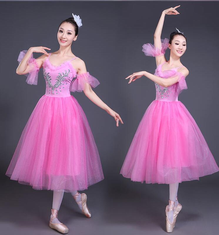 White Swan Lake Ballet Stage wear Costumes Adult Romantic Platter Ballet Dress Girls Women Classical Ballet Tutu Dance wear Suit: Pink / S