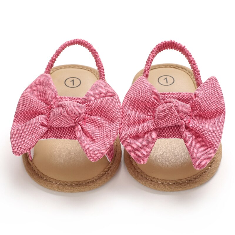 MASOCIO Sandalen voor pasgeborenen, zomer, open tenen, schoenen voor meisjes met strik van antislip rubber, Wit 1, 12-18 Maanden