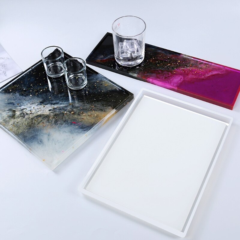 Silicone Resin Tray Mold Epoxy Resin Casting Mold for DIY Vanity Tray Jewelry Tray Serving Board and Serving Tray Mold