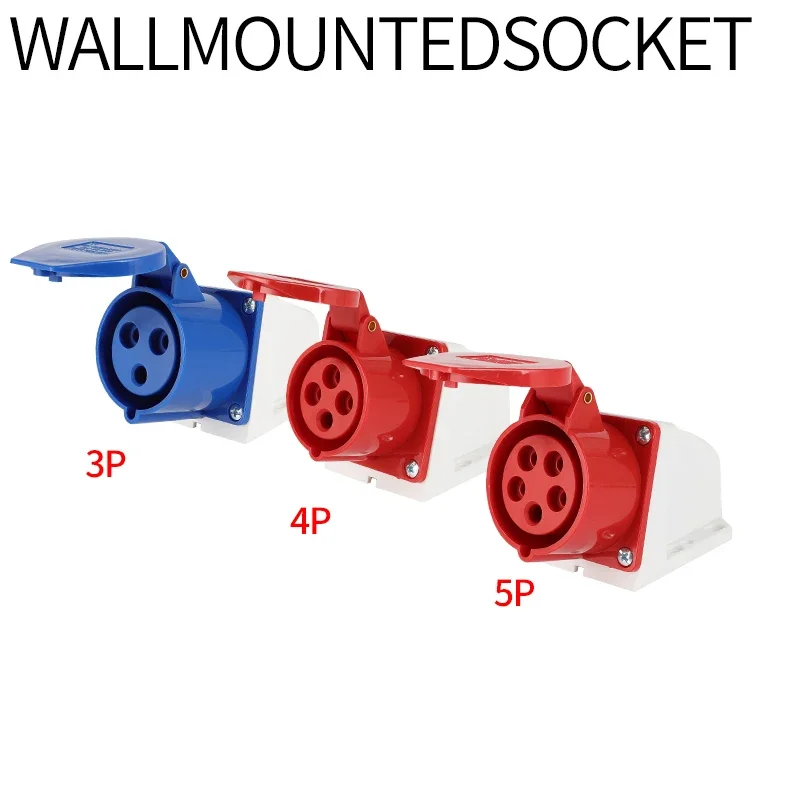 16A/32A Industrial plug and socket waterproof connector 3PIN 4PIN 5PIN IP44 waterproof electrical connection wall mount socket: Lavender / 4P