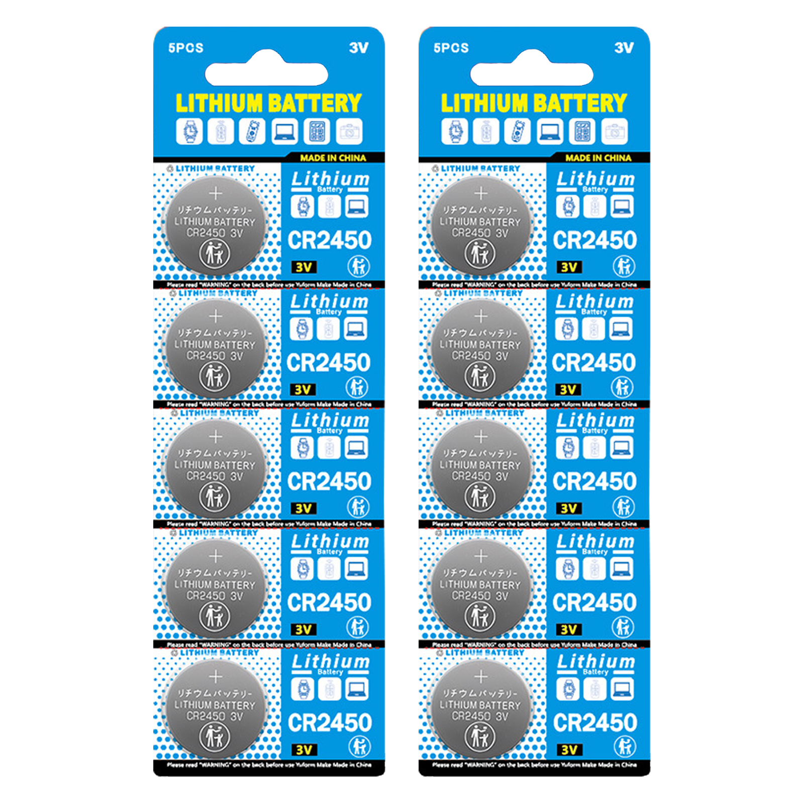 5-100pcs 3V CR2450 Button Batteries CR2450 5029LC LM2450 DL2450 CR2450N BR2450 600mAh Lithium Cell Coin Watch Battery: black