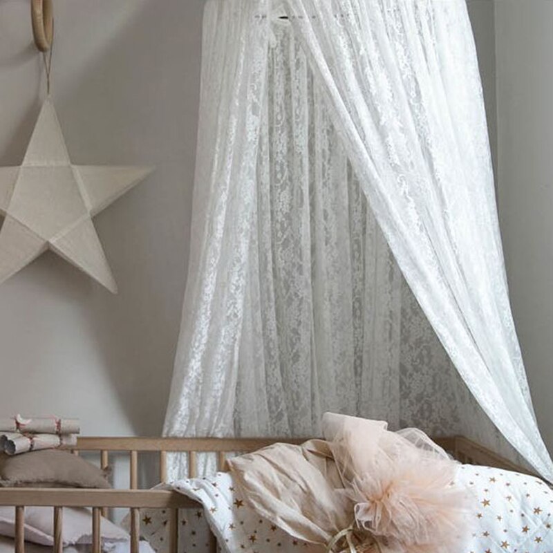 Moustiquaire en dentelle dôme pour enfants | Moustiquaire, style nordique, , pour enfants, abri princesse pour bébés, Valance, lit rond, auvent, décoration de tente
