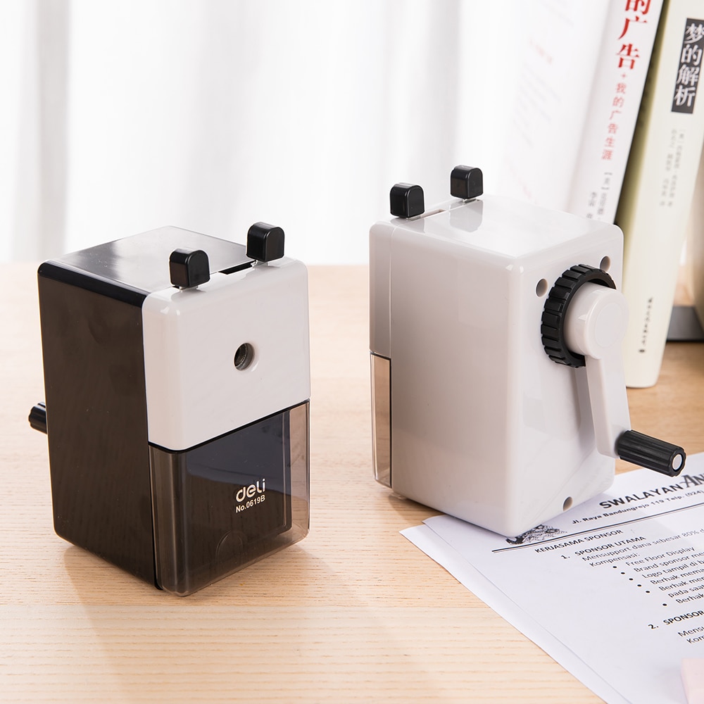 DELI Rotary Pencil Sharpener Large Capacity Durable Pencil Cutter Sharpener Knife Smooth Sharpening Office School Supplies