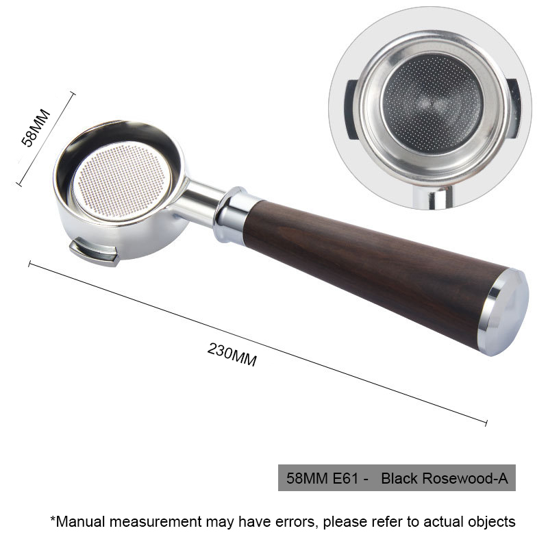 58mm Bottomless Coffee Portafilter for E61 Grouphead Espresso Machines Two-Ear Coffee Handle with Filter Basket Barista Tools: Beige