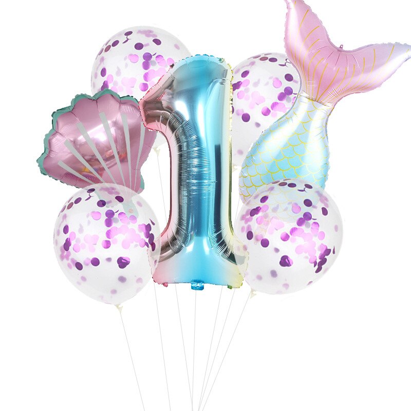Birthday Party Balloon Decoration Mermaid Birthday Party Decor Number Balloon Decortion For Kids Little Mermaid Party Balloon