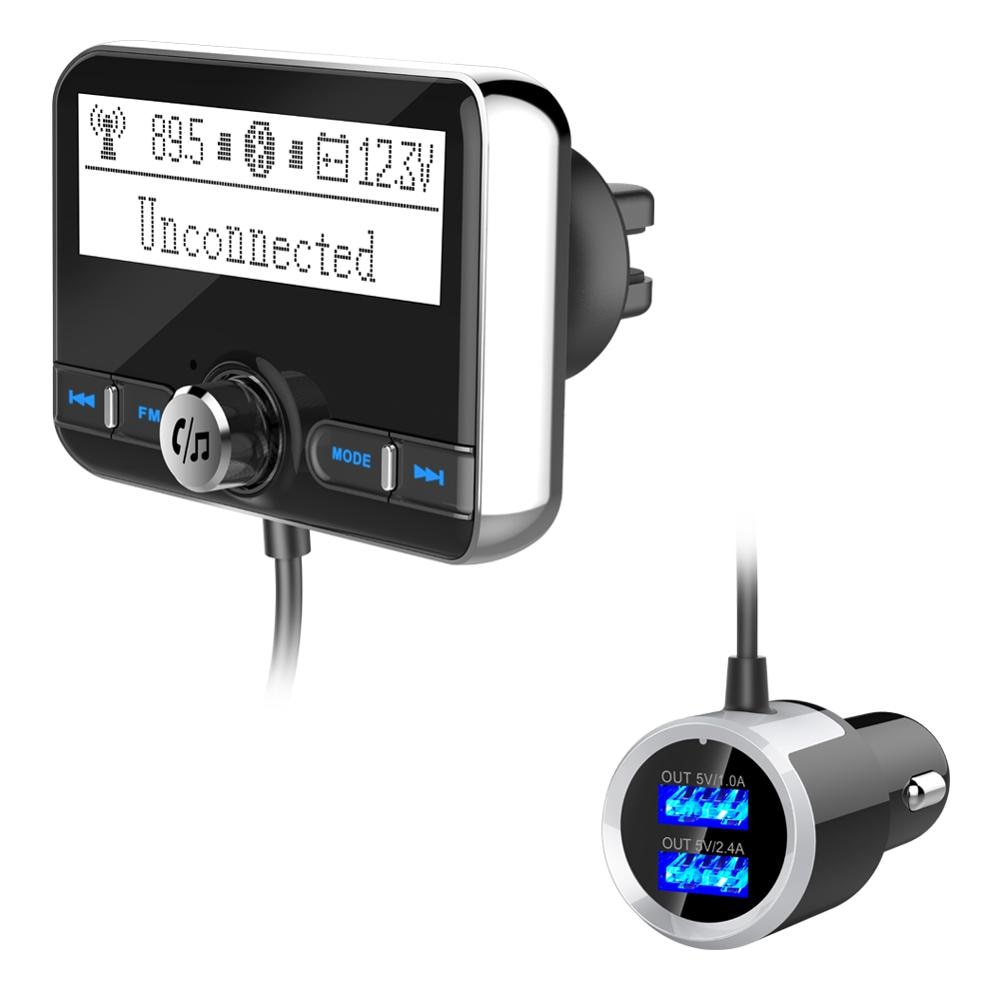YASOKRO Bluetooth Fm-zender Draadloze Auto FM Modulator Auto Mp3 Speler Kit Handsfree Bluetooth Auto Lader met LCD Display