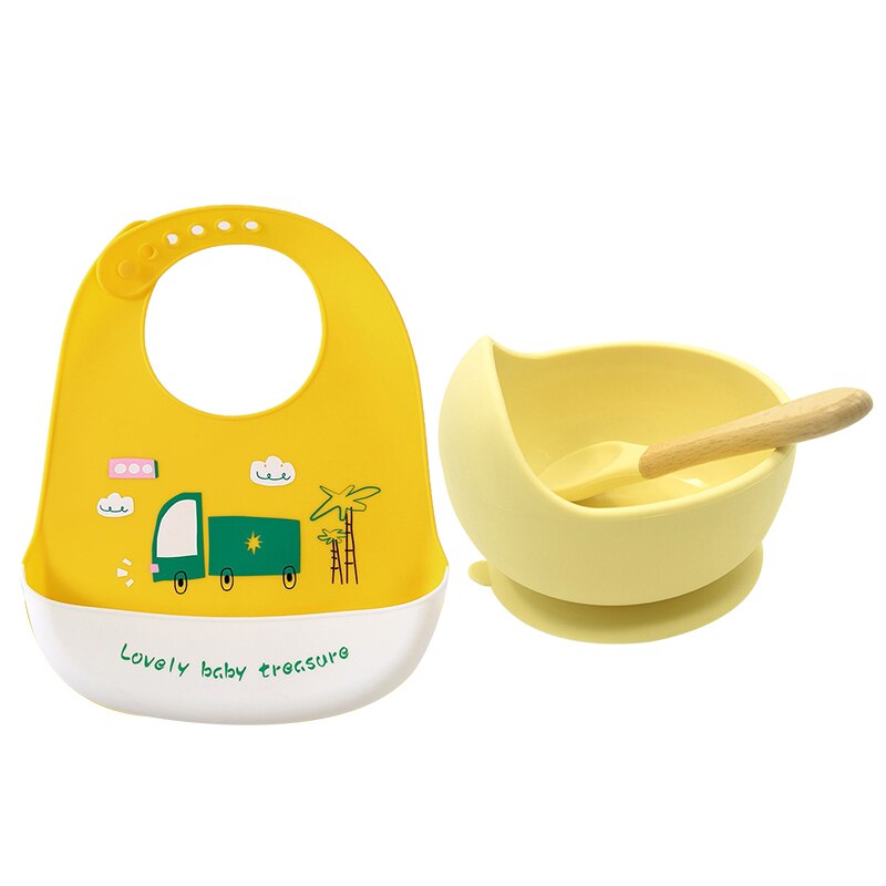 2 Stks/set Slabbers Kommen Lepel Set Waterdichte Siliconen Kinderen Meisje Jongen Slabbetjes Verstelbare Cartoon Peuter Schort Babyvoeding Stuff: set13