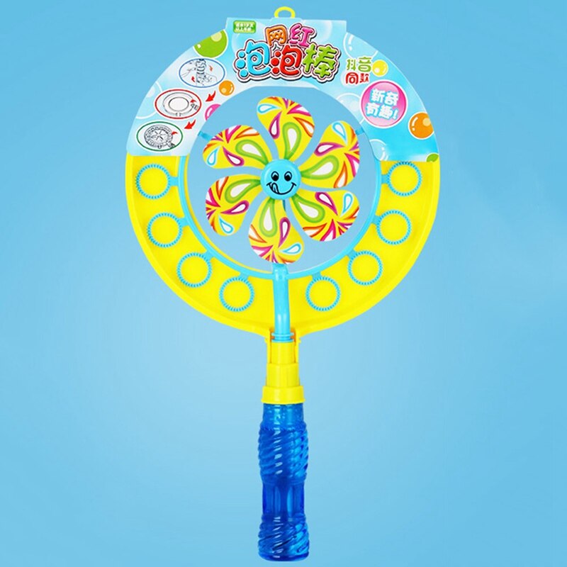 2 In 1 Windmill Bubble Machine For Children Kids Outdoor Portable Bubble Stick Bubble Wand Blower Colorful Bubble Windmill Toys: Blue