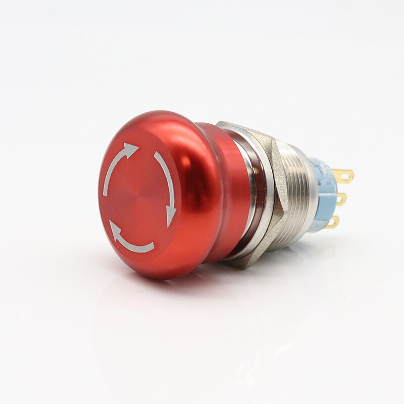 16/19/22mm stainless steel Emergency stop switch Push Button Switch latching 1NO1NC 2NO2NC Car button pin terminal 22JT: Brown / 22MM / 1NO1NC