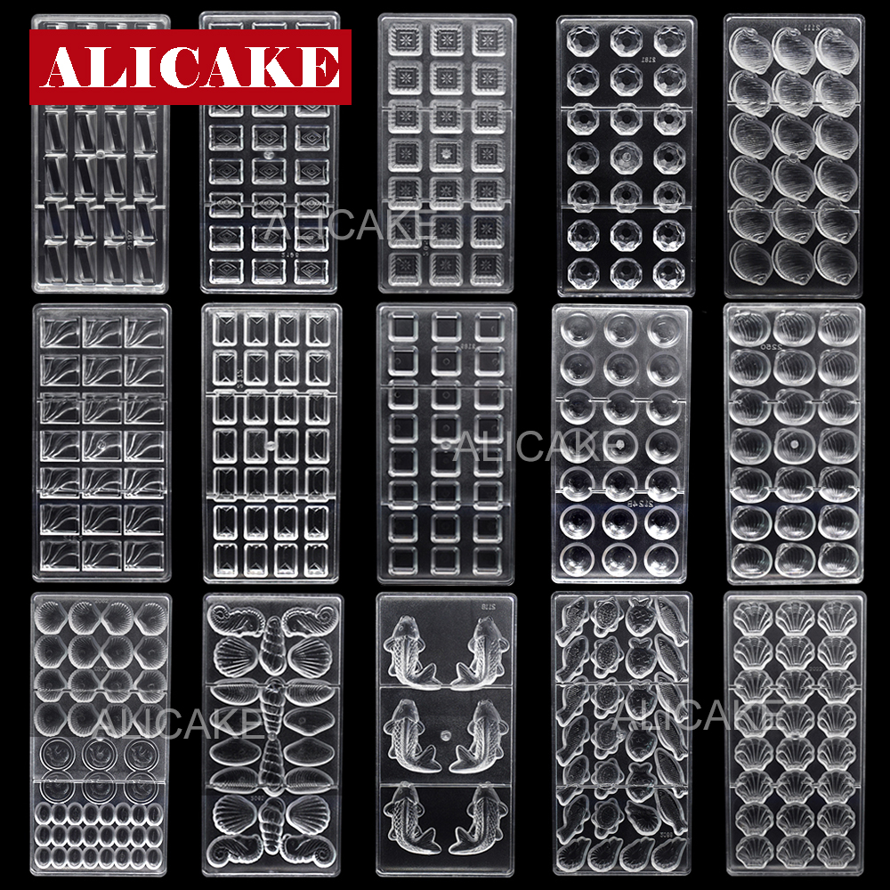 3D Polycarbonate Chocolate Molds Tray Forms For Baking Chocolate Bar Cake Thick Mould Pastry Tools for Bakery Mold