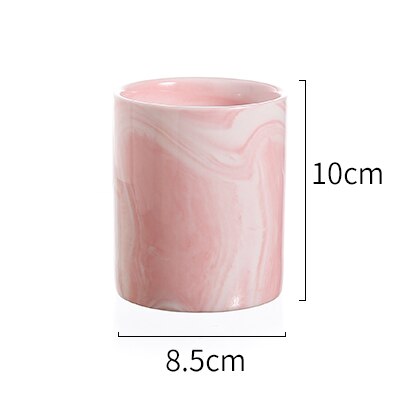 Keramische Marmer Patroon Make Up Borstel Organizer Cosmetische Wenkbrauwpotlood Lipstick Opslag Buis Pen Houder Sieraden Opbergdoos: Marble Pink
