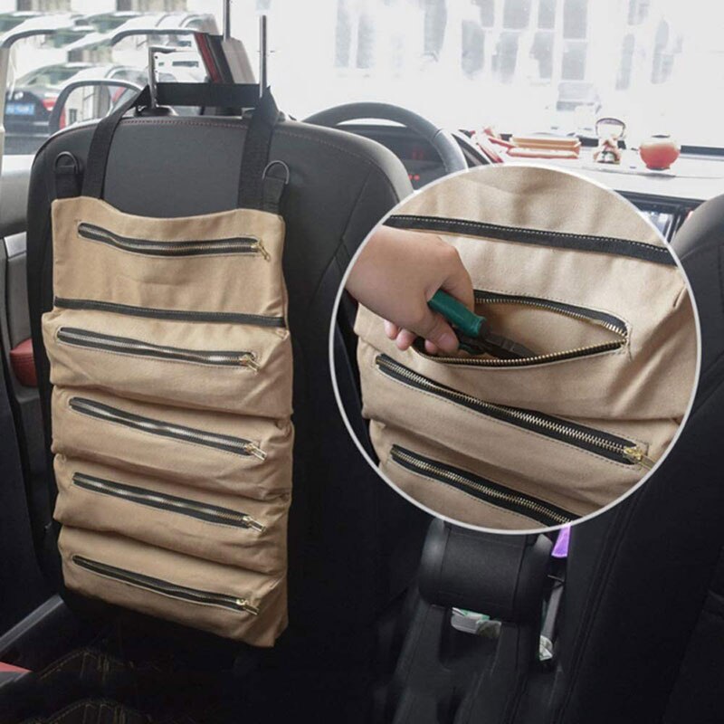 Borsa di immagazzinaggio dell'automobile della tela sospensione multifunzionale interni automobilistici multi-strato strumenti con cerniera Organizer forbici per capelli Bags-B5