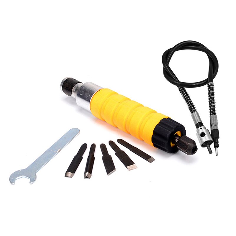 Electric Chisel Carving Tool Wood Carving Machine Woodworking Chisel with 5 Blades Hand Tool P7Ding: Chisel