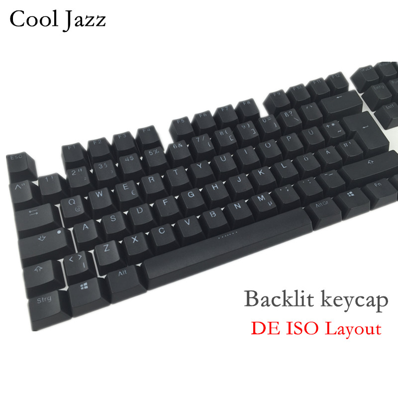 Cool Jazz Double-shot Black White Thick PBT DE ISO layout 108 backlit Keycaps OEM Profile Keycap For MX Mechanical Keyboard