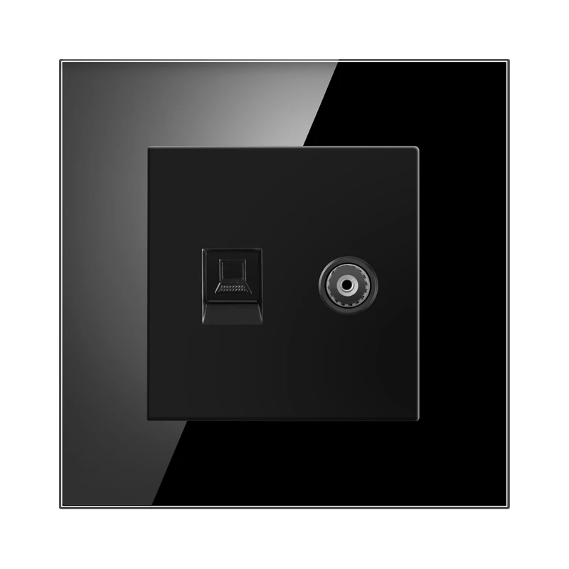 NYWP Russie Espagne prise d'alimentation, prise de courant mise à la terre 16a, avec sortie USB, panneau en verre 86mm * 86mm: Rouge