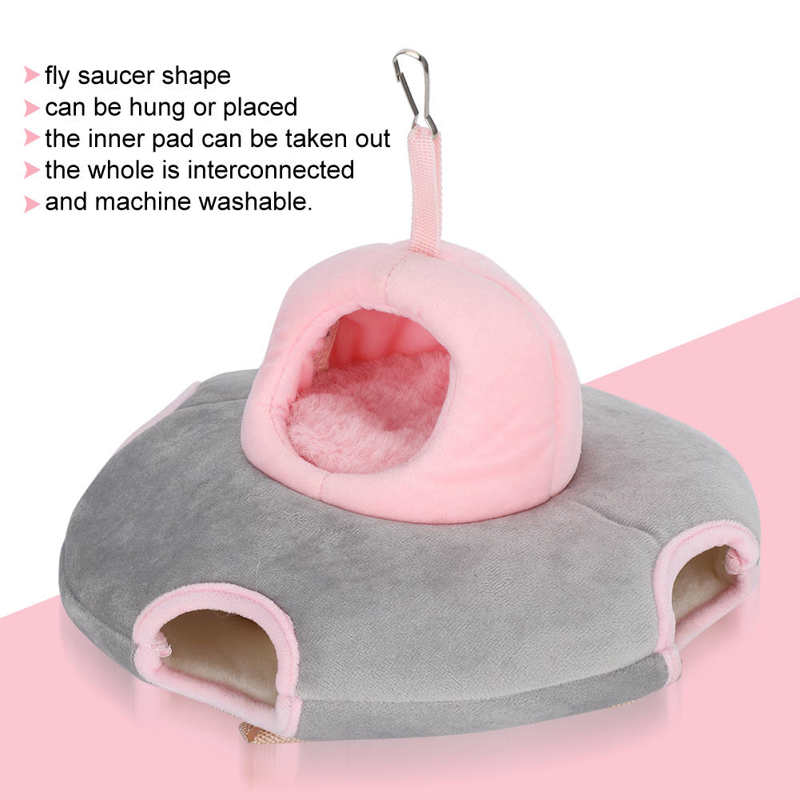 Hamster Nest, Winter Warm Fleece Bed Klein Huisdier Hangbed voor Egel Quirrel, Chinchilla en Klein Pet_S (Star Roze