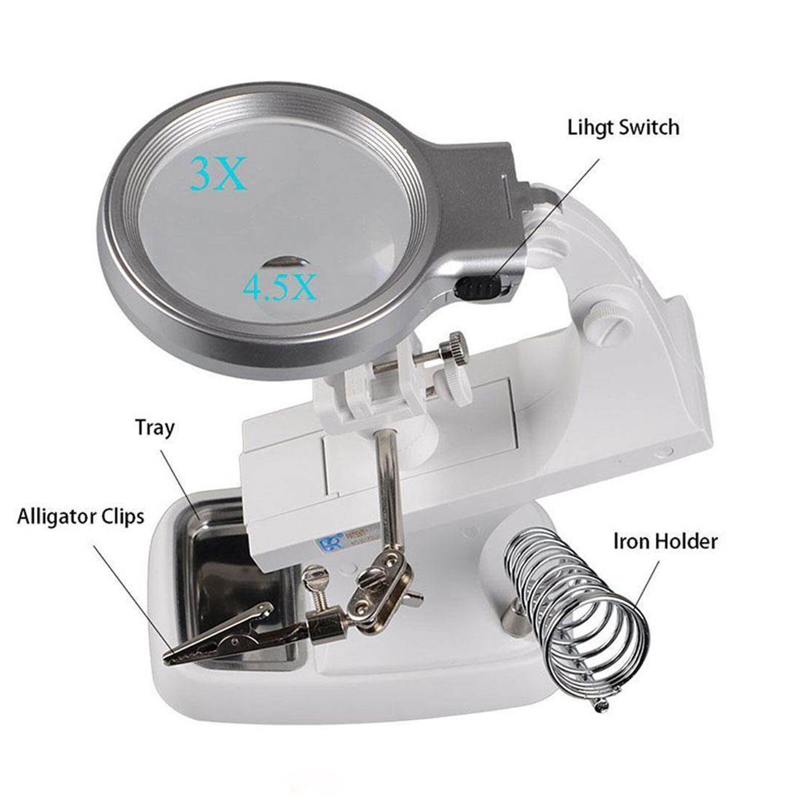 Desktop Led Vergrootglas Lamp Licht Vergrootglas Lens 4.5X Loepen Vergroting Werklamp Verstelbare Handheld Oplaadbare Rode