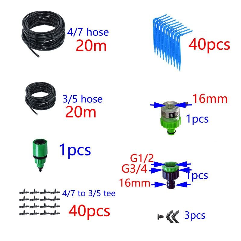 Drip arrow irrigation system micro drip irrigation system garden watering Potted plants with greenhouse automatic watering: 20m