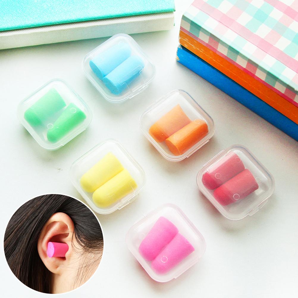 1 Paar Candy Kleur Oordoppen Protector Werken Oordopje Foam Plastic Doos Verpakking Anti Noise Sleep Studie Helper Willekeurige Kleur