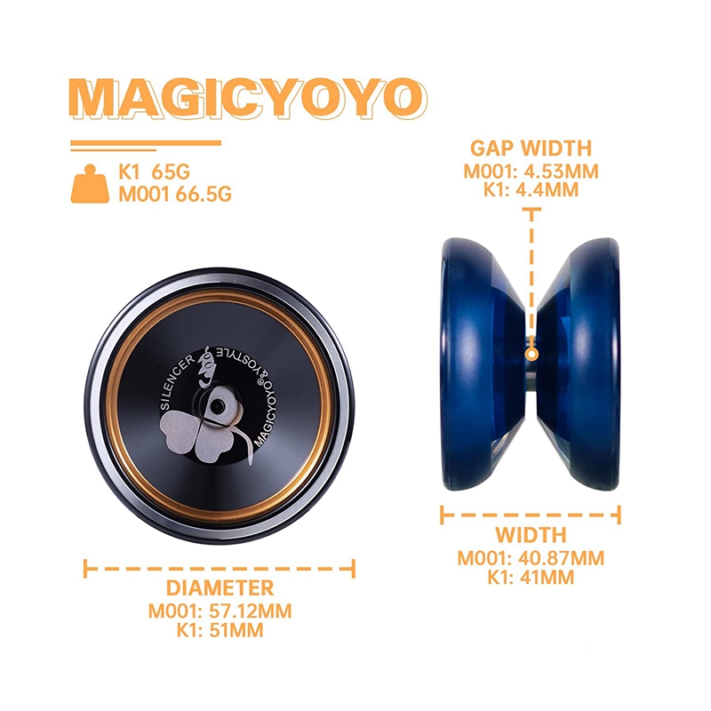MAGICYOYO Unresponsive Yoyo M001 Responsive Yoyo K1,Butterfly Metal Yoyo Ball with 10 Yoyo Strings+Yoyo Glove+Bag