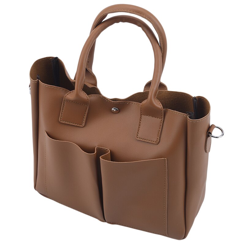 Pu leren laptoptas, eenvoudige handtassen, bekende merken, dames schoudertas, casual grote tas, vintage dames crossbody tassen: Bruin