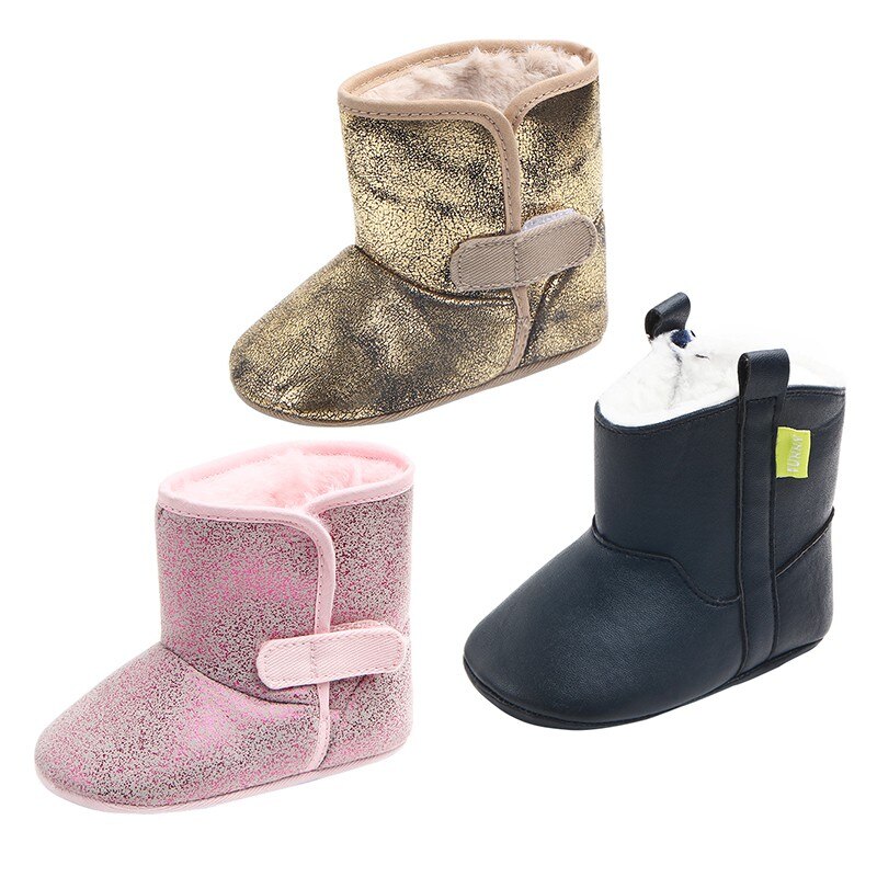 Botas de bebé de tubo alto, de invierno, zapatos de nieve para niñas, botas cálidas de felpa de fondo suave para bebés, botas de invierno para la nieve para bebés