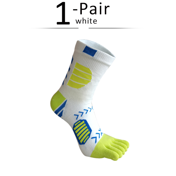 1/5 Paar Sport Zehen socken Kompression Baumwolle schweiß absorbierende Deodorant Fahrrad Marathon- Fitness draussen Basketball 5 Finger Socken: Weiß Grün