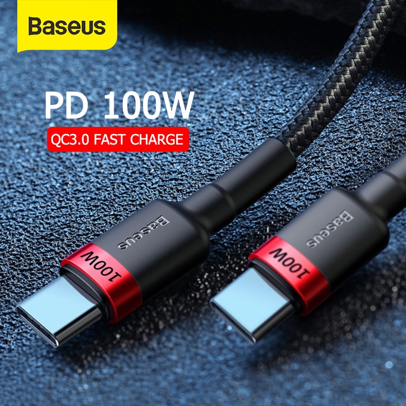 Baseus-câble USB type-c PD 100W pour recharge rapide et transfert de données, cordon de chargeur USB-C vers C pour Xiaomi et Samsung QC3.0 et Ipad Pro et Matebook USB-C