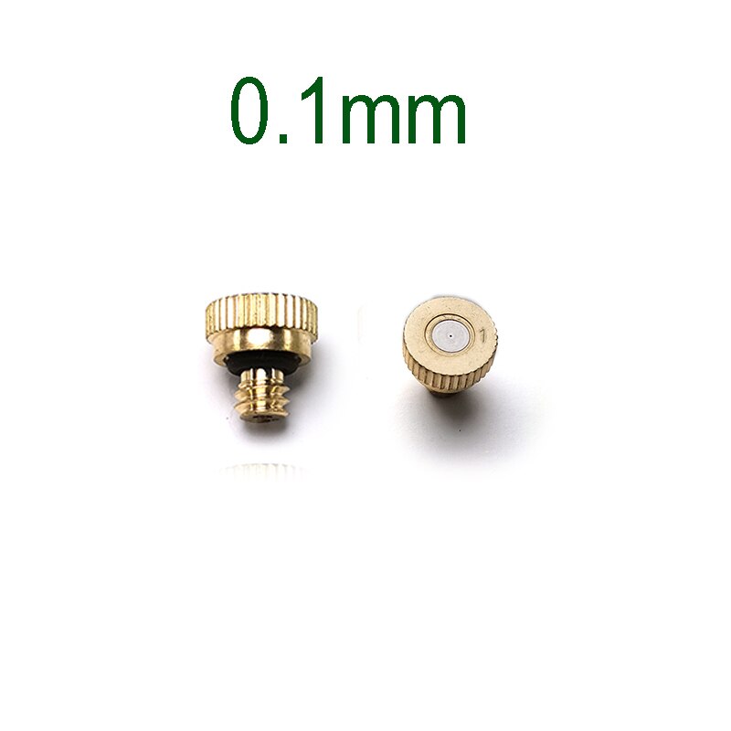 10 Stuks Schroefdraad Messing Verneveling Nozzle 0.1-0.8Mm Orifice Water Mister Onderdelen Fog Nozzle Voor Patio Vernevelaars outdoor Cooling: 0.1mm