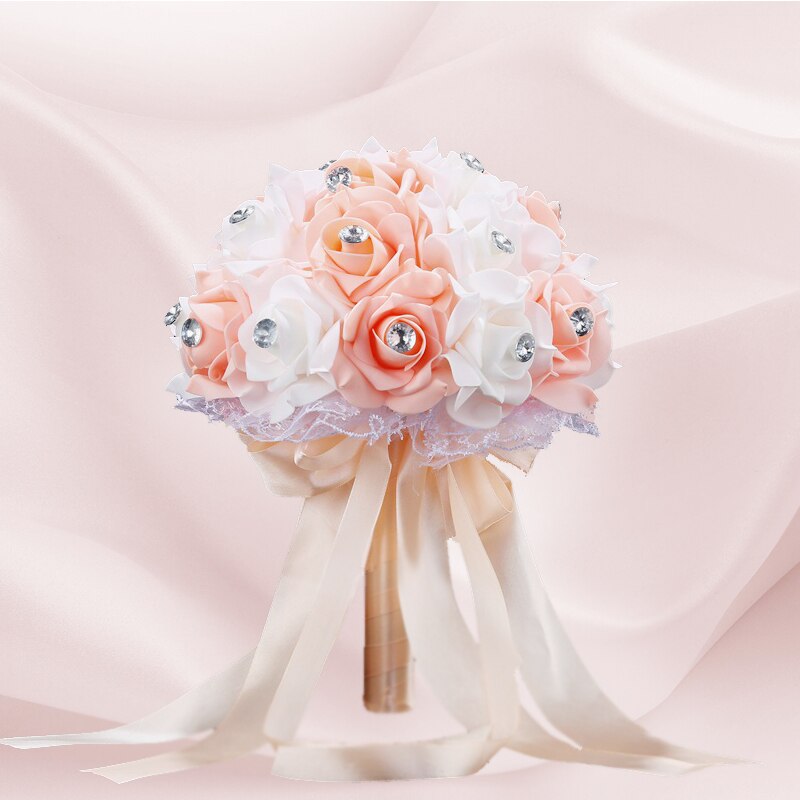 Lovegrace Hochzeit Strauß Braut Strauß Mariage die Seide Künstliche Blumen Rosen Hochzeit Strauß für Brautjungfern Hochzeit Zubehör: Champagner