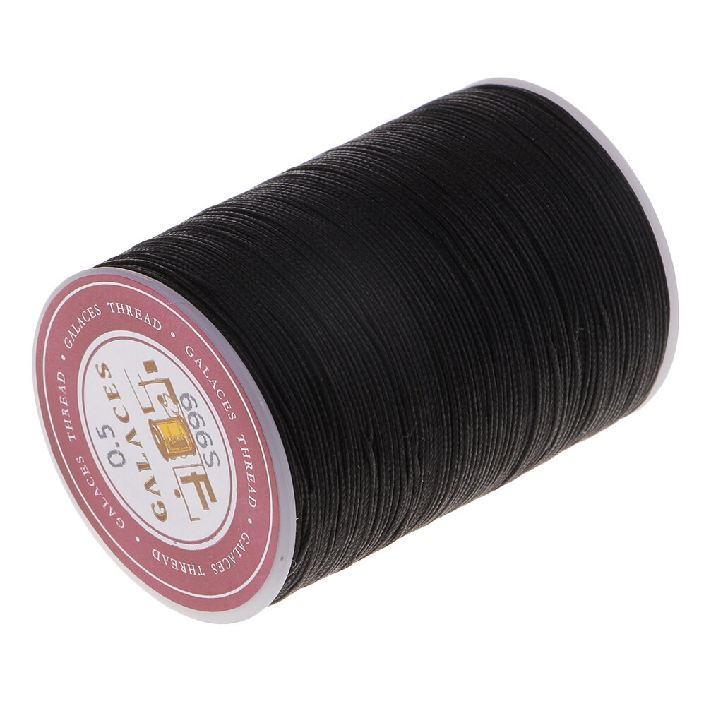 Cordón de hilo encerado de poliéster para costura de cuero, suministros de artesanía de joyería, 130 m/rollo, 0,5mm: Black