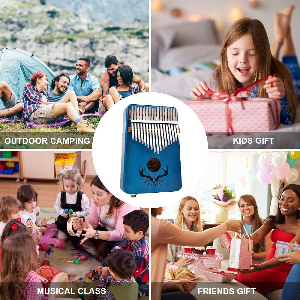 17 keys EQ kalimba Mahogany Thumb Piano Kalimba Finger Piano with Electric Pickup Tuner Hammer Beginner Music Learning