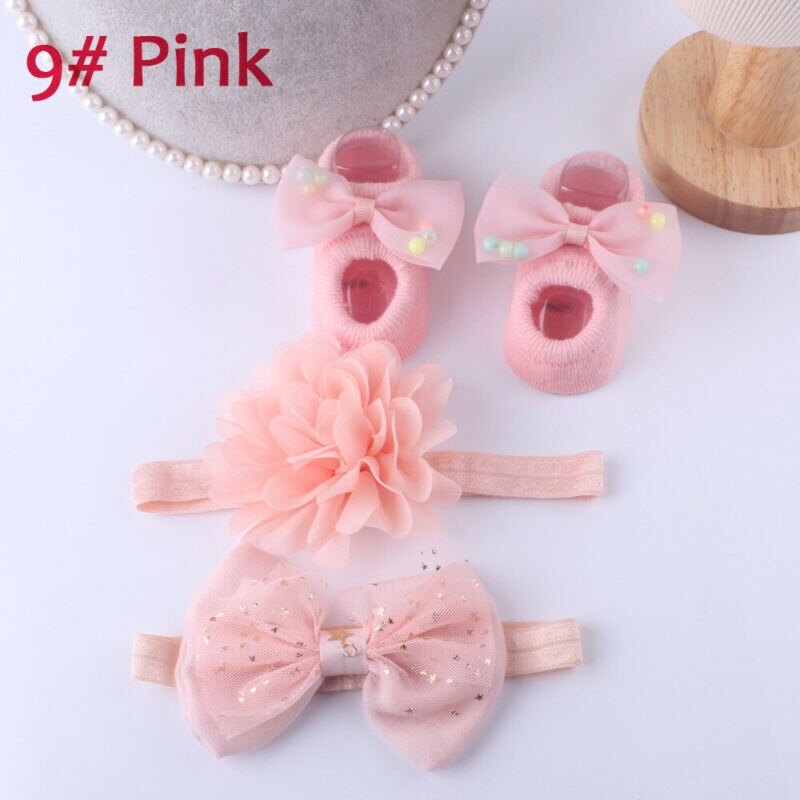 Bébé filles enfants chaussettes coton dentelle respirant TUTU chaussettes froufrous cheville chaussettes chapeaux ensemble Photo accessoires 0-3Y