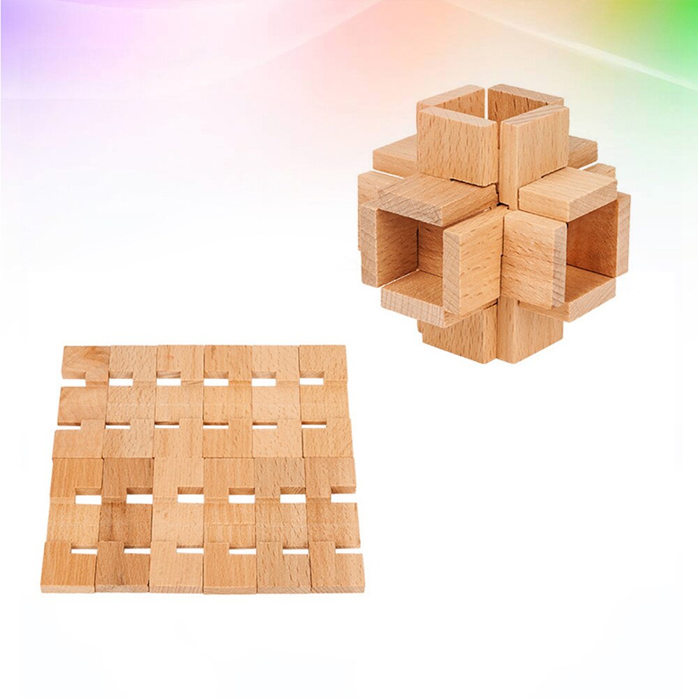 Beech Wooden Chinese Character Lock Ming Lock Adult Intelligence Brain Teaser Puzzle Interlocking Jigsaw Puzzles for Ki