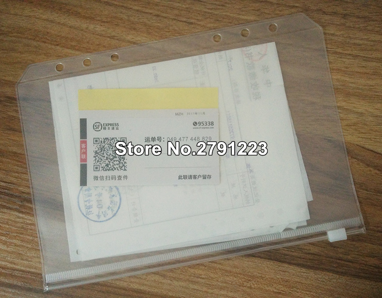 20 Pcs A5/A6/A7 PVC Bags Standard 6 Holes Transparent Loose-Leaf Pocket Comes With Self-Styled Zipper Filing Product Binder