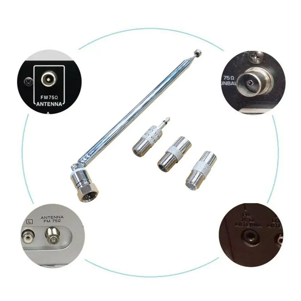 Telescopic DAB FM Radio Antina Adapter HiFi AV Receiver Mini System Aerial Antenna Length 750mm 7 Sections Universal