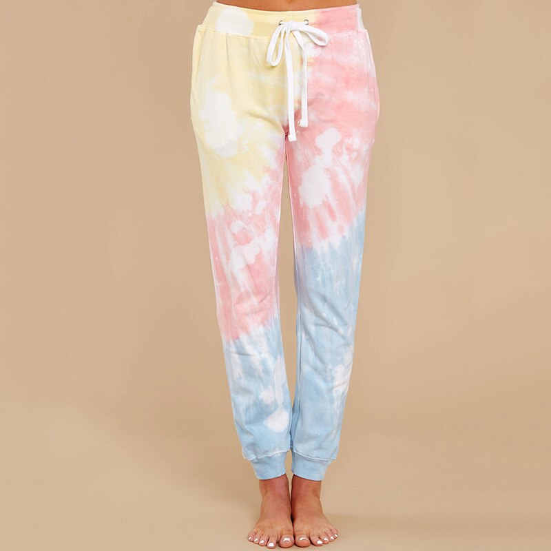 Kvinnor tie-dye tryckta träningsbyxor hodmewear casual träning dans show hip hop tie dye byxor sommar trend