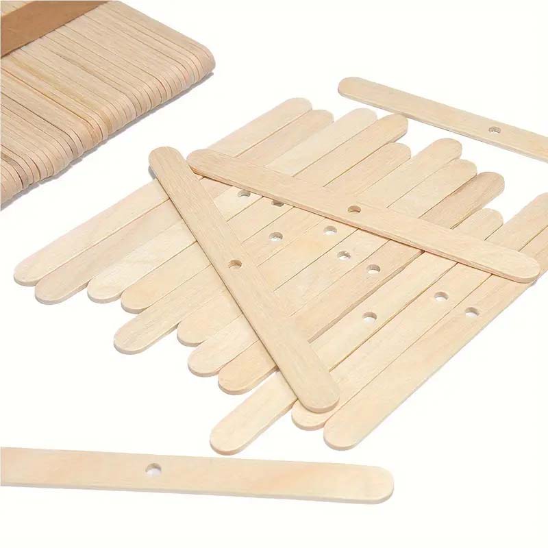 50 unids/set punzón de madera soporte fijador de mecha de vela con agujero, Clip de fijación de mecha de luz de palo