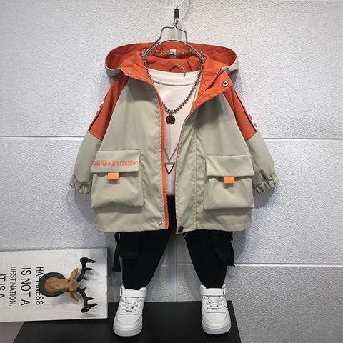 2022 jesień Kdis ubrania duża kieszeń kurtki berbeć chłopcy stroje moda koreańnarty nastolatki chłopiec odzież z kapturem: Beżowy / 6