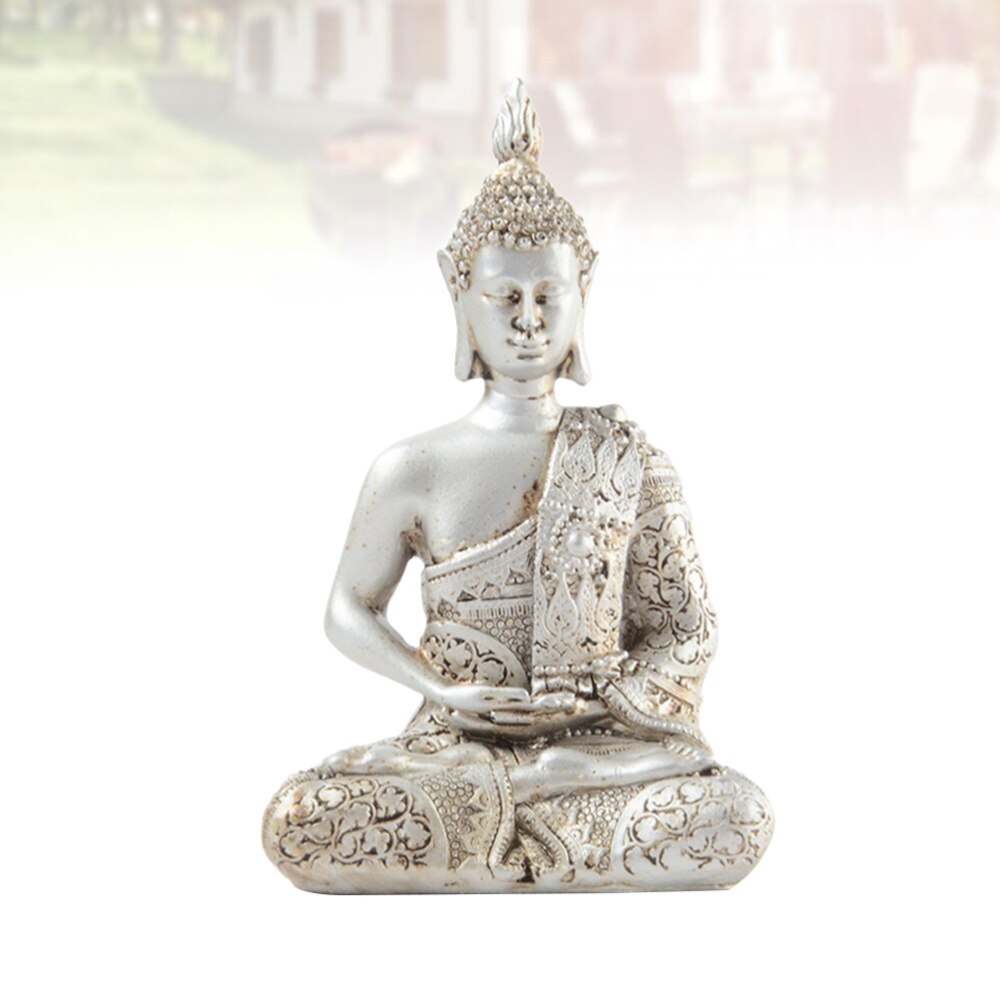 Zitten Boeddha Figuur Creatieve Hars Boeddhisme Beelden Boeddha Collectible Beeldje Plank Display Home Decoratie (Rood)