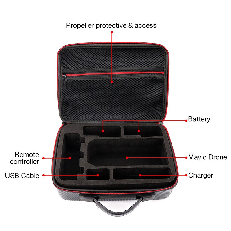 Mavic pro Updated Hardshell Carrying Carbon Fiber Case Waterproof Battery Storage Box DJI Mavic pro Drone (Black)