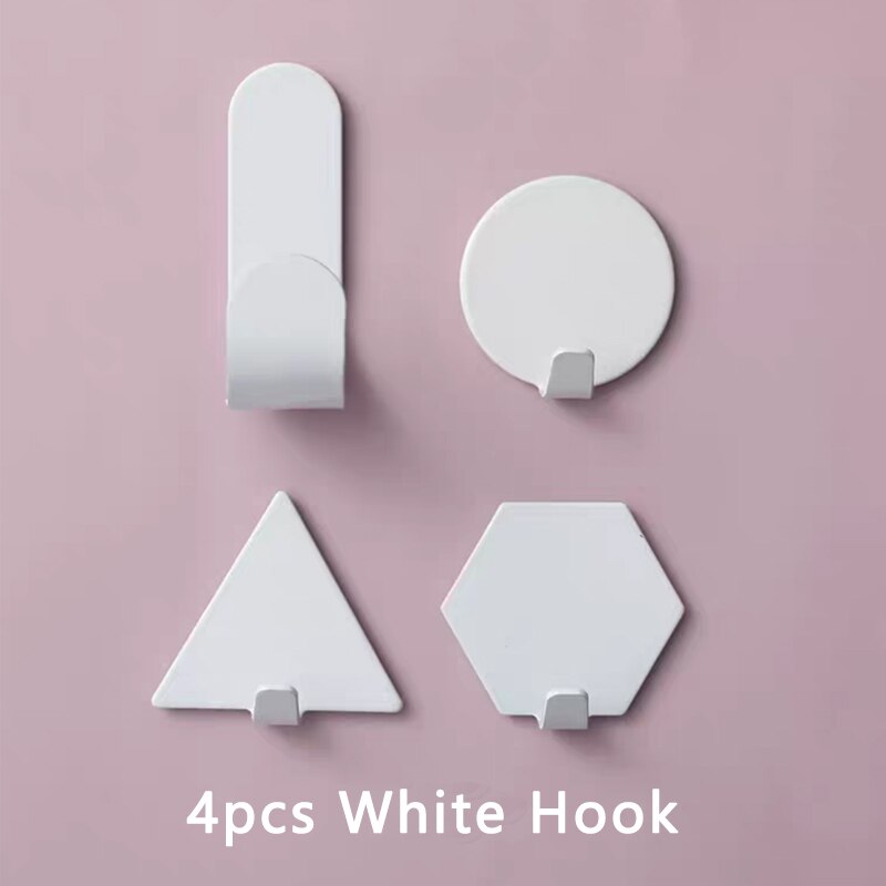 WV 4 Uds colgador de pared para ropa, gancho decorativo bonito y , ganchos para colgar en la pared, sin perforaciones, utensilio para pegar en la ropa: White Hooks