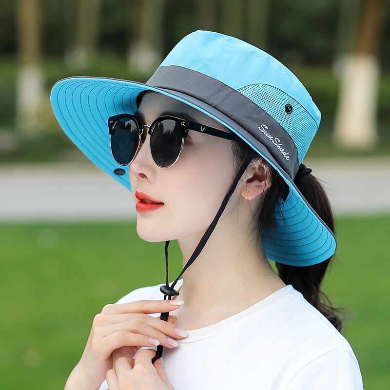 Simple UPF 50+ Sun Hat Bucket Summer Men Women Fishing Boonie Hat Sun UV Protection Long Large Wide Brim Bob Hiking Outdoor: blue