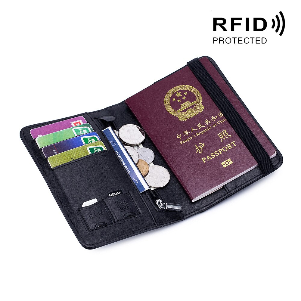 Passeport portefeuille Rfid bloquant en cuir voyage porte-passeport porte-carte couvre pour Document certificat étui unisexe antivol