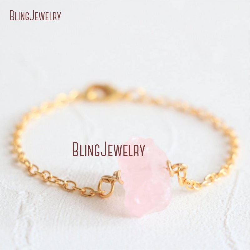 Rose Quartzs Amethisten Clear Crystal Ruwe Ruwe Steen Armband Bruidsmeisje Armband Dunne Gold Filled Ketting Armband BM33756